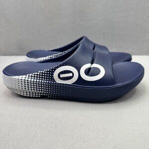 OOFOS OOahh Womens Size 7 Sandals Navy Matrix Recovery Lightweight Comfort Slide